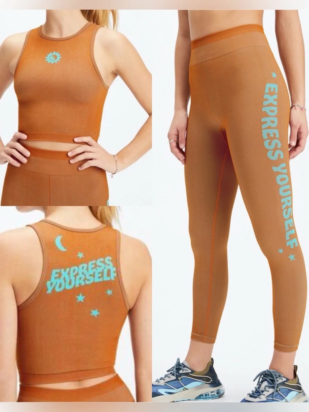 Fabletics Reese Seamless Express Yourself Tank AND legging matching set XS